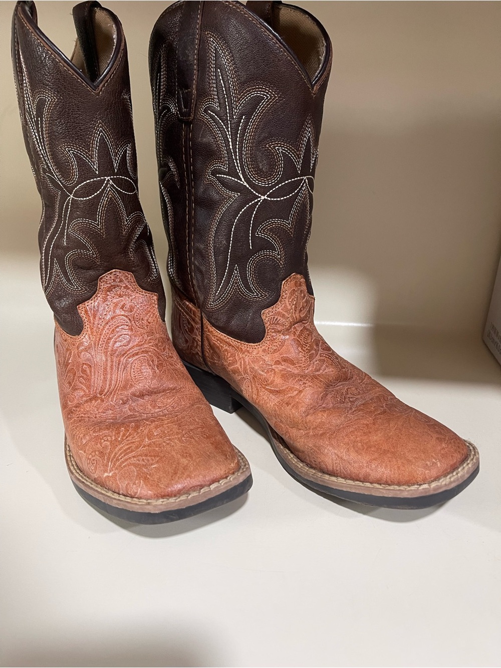 Kids Two-Tone Brown Western Cowboy Boots